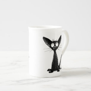 Lucky Black Cat Bone China Mug