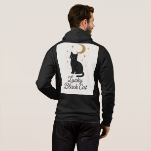 Lucky Black Cat Hoodie Mystical Moon & Stars Des