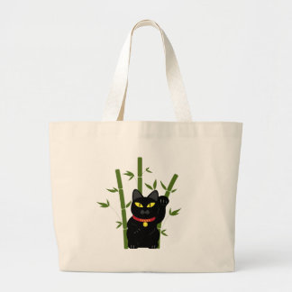 Lucky Black Cat Large Tote Bag