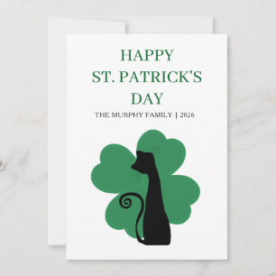 Lucky Black Cat Shamrock Photo St. Patrick's Day H Holiday Card
