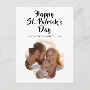 Lucky Black Cat Shamrock Photo St. Patrick's Day H Holiday Postcard