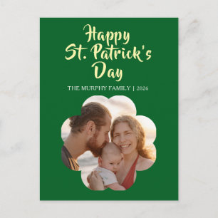 Lucky Black Cat Shamrock Photo St. Patrick's Day H Holiday Postcard