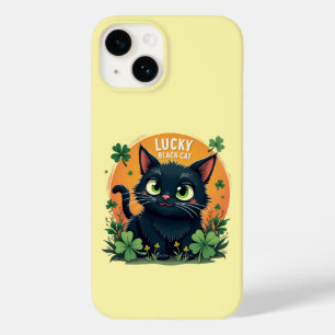 Lucky Black Cat: St. Patrick's Day Clover & Coins Case-Mate iPhone 14 Case