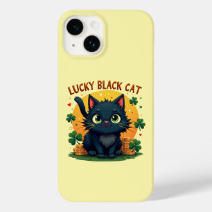 Lucky Black Cat: St. Patrick's Day Clover & Coins Case-Mate iPhone 14 Case