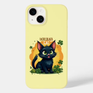 Lucky Black Cat: St. Patrick's Day Clover & Coins Case-Mate iPhone 14 Case