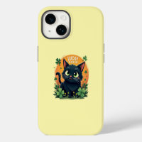 Lucky Black Cat: St. Patrick's Day Clover & Coins