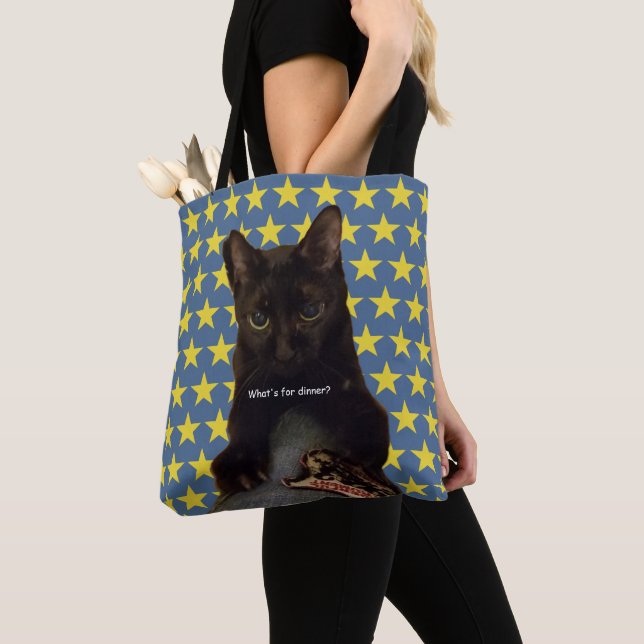 Lucky Black Cat w/stars 2way Tote Bag (Close Up)