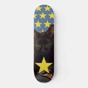Lucky Black Cat w/Stars Skateboard