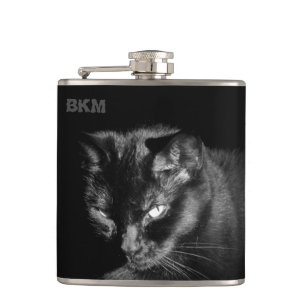 Lucky Black Cat Wants a Nip Hip Flask