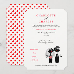 Lucky Black Cats Bride   Groom Purrr..fect Wedding Invitation