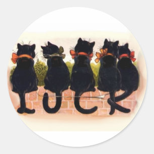 Lucky Black Cats Classic Round Sticker