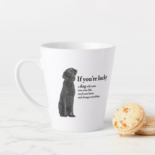 Lucky Black Lab Latte Mug (In Situ)