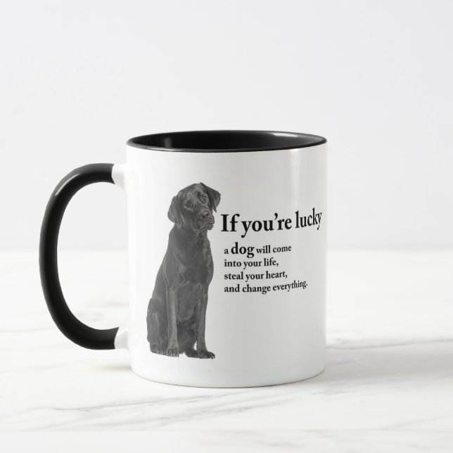 Lucky Black Lab Mug (Left)