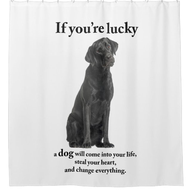 Lucky Black Lab Shower Curtain (Front)