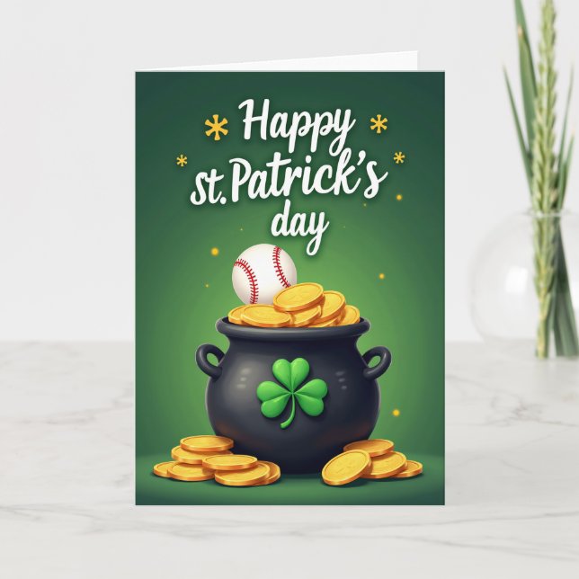Lucky Black Pot St Patricks Day Card (Front)