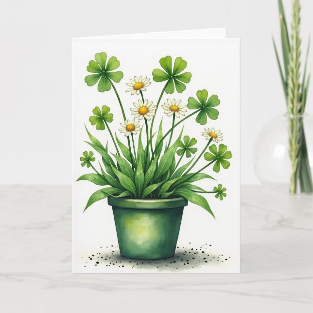 Lucky Blooms Watercolor Card (Front)