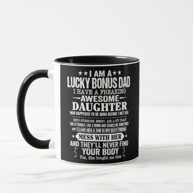 Lucky Bonus Dad Gift From Daughter Son Wife Mug (Left)