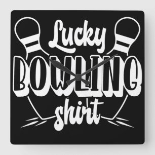 Lucky Bowling Long Sleeve T-Shirt Square Wall Clock