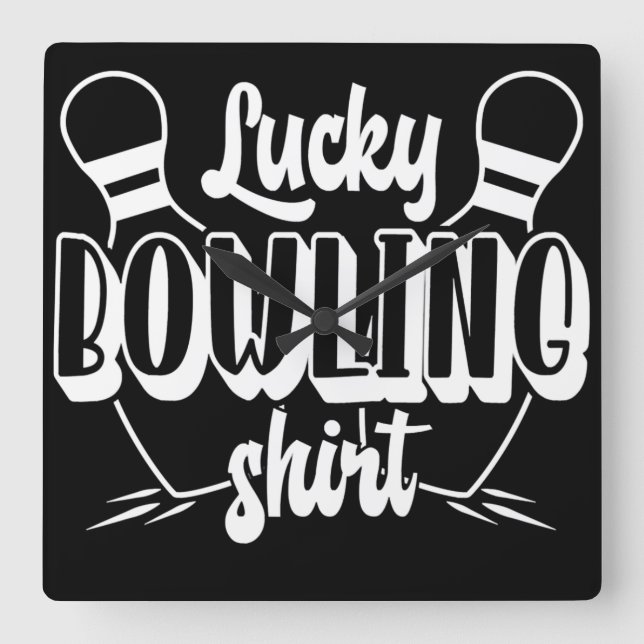 Lucky Bowling Long Sleeve T-Shirt Square Wall Clock (Front)