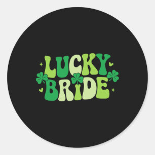 Lucky Bride Groom Couples Matching Wedding St Patr Classic Round Sticker