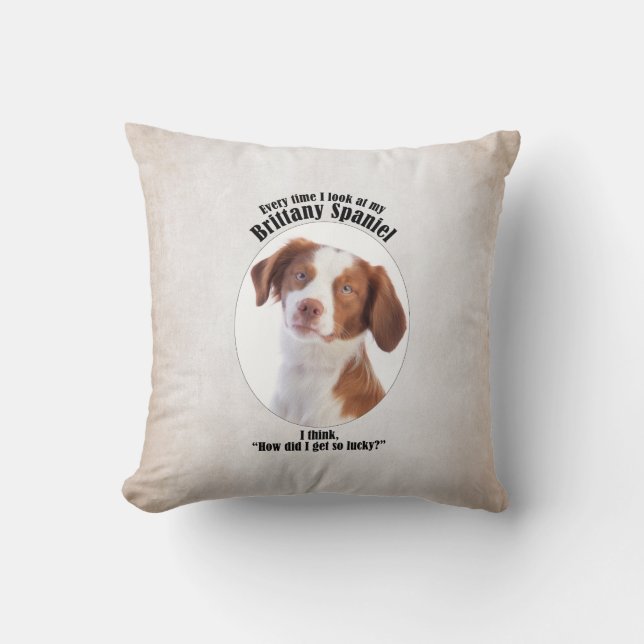 Lucky Brittany Spaniel Cushion (Front)