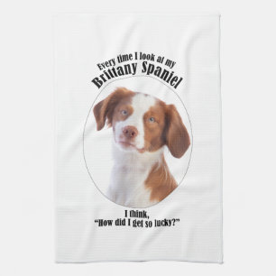 Lucky Brittany Spaniel Tea Towel