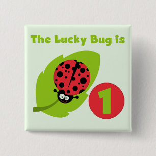 Lucky  Bug 1st Birthday T-shirts and Gifts 15 Cm Square Badge