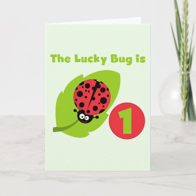 Lucky  Bug 1st Birthday T-shirts and Gifts Card (Front)