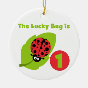 Lucky  Bug 1st Birthday T-shirts and Gifts Ceramic Tree Decoration