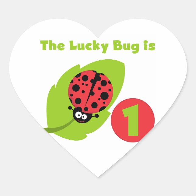 Lucky  Bug 1st Birthday T-shirts and Gifts Heart Sticker (Front)