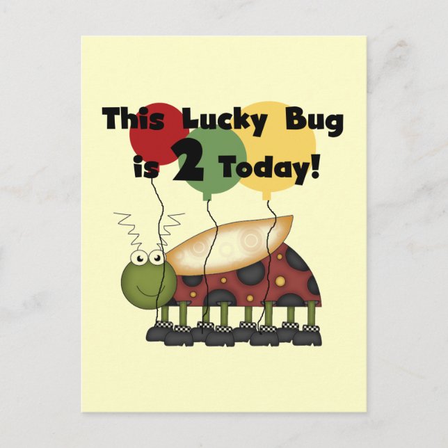 Lucky Bug 2nd Birthday T-shirts and Gifts Postcard (Front)