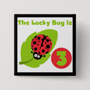 Lucky Bug 3rd Birthday T shirts and Gifts 15 Cm Square Badge