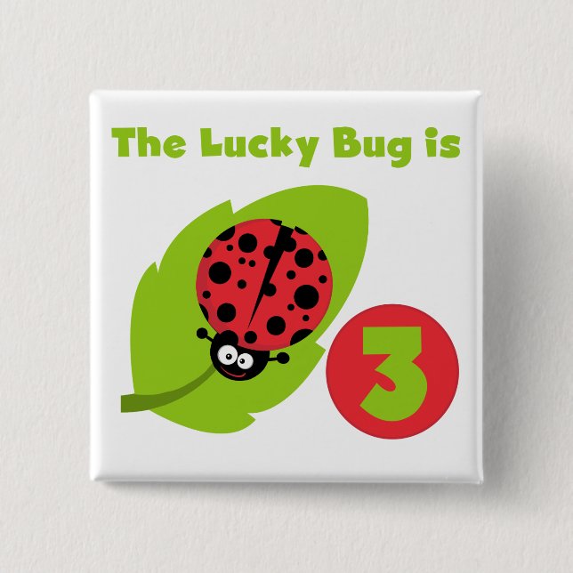 Lucky Bug 3rd Birthday T shirts and Gifts 15 Cm Square Badge (Front)