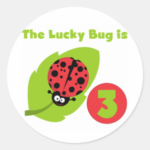 Lucky Bug 3rd Birthday T shirts and Gifts Classic Round Sticker