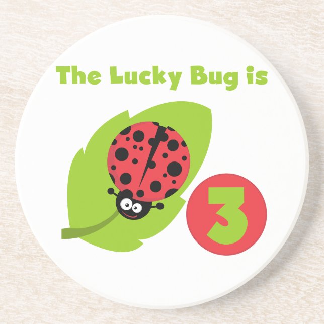 Lucky Bug 3rd Birthday T shirts and Gifts Coaster (Front)