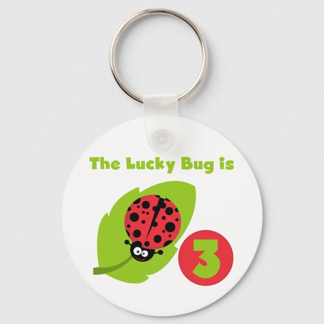 Lucky Bug 3rd Birthday T shirts and Gifts Key Ring (Front)