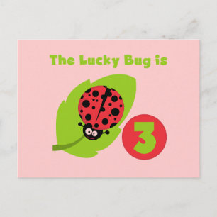 Lucky Bug 3rd Birthday T shirts and Gifts Postcard