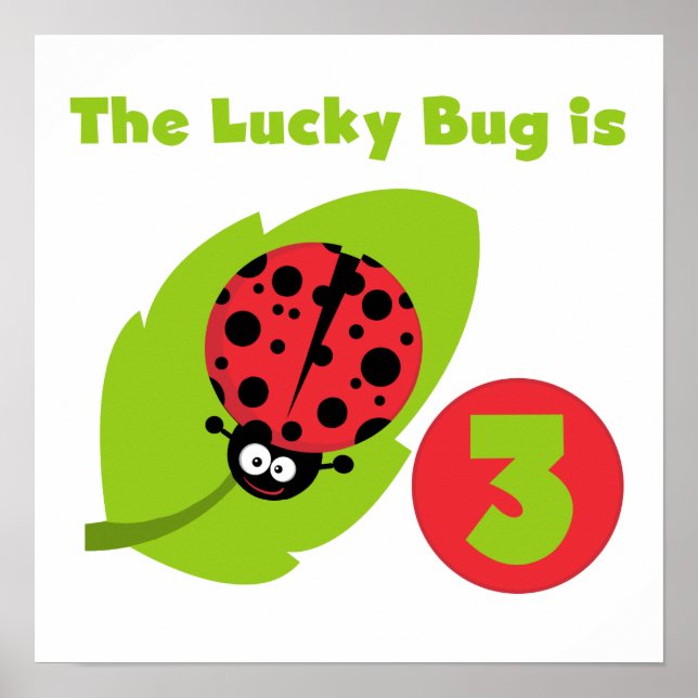 Lucky Bug 3rd Birthday T shirts and Gifts Poster (Front)