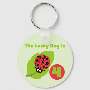 Lucky Bug 4th Birthday T-shirts and Gifts Key Ring