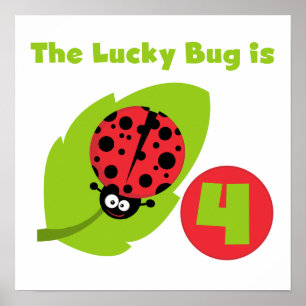 Lucky Bug 4th Birthday T-shirts and Gifts Poster