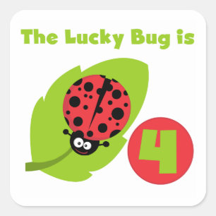 Lucky Bug 4th Birthday T-shirts and Gifts Square Sticker
