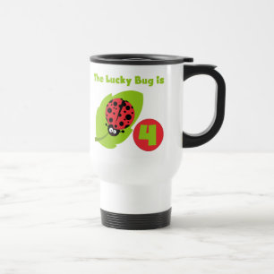 Lucky Bug 4th Birthday T-shirts and Gifts Travel Mug