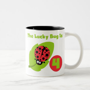 Lucky Bug 4th Birthday T-shirts and Gifts Two-Tone Coffee Mug