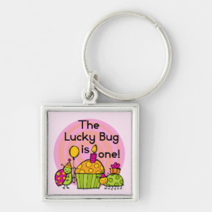 Lucky Bug Cupcake 1st Birthday Tshirts and Gifts Key Ring