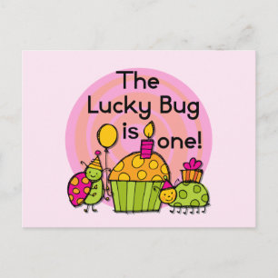Lucky Bug Cupcake 1st Birthday Tshirts and Gifts Postcard
