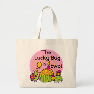 Lucky Bug Cupcake 2nd Birthday T-shirts and Gifts Large Tote Bag