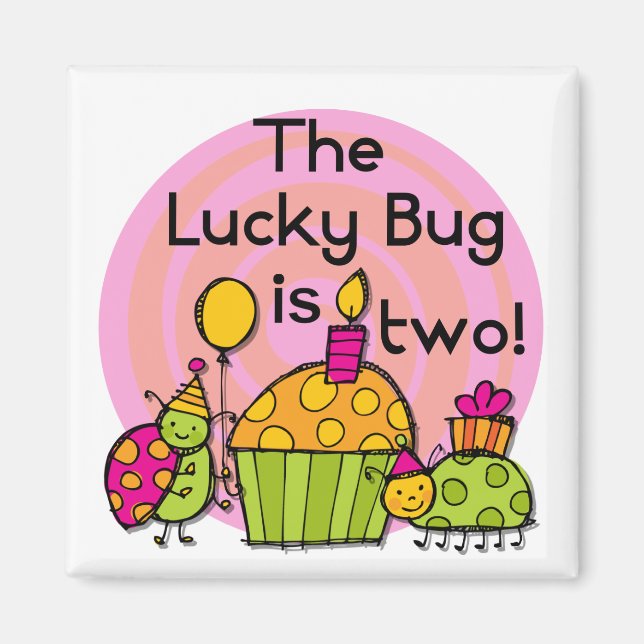 Lucky Bug Cupcake 2nd Birthday T-shirts and Gifts Magnet (Front)