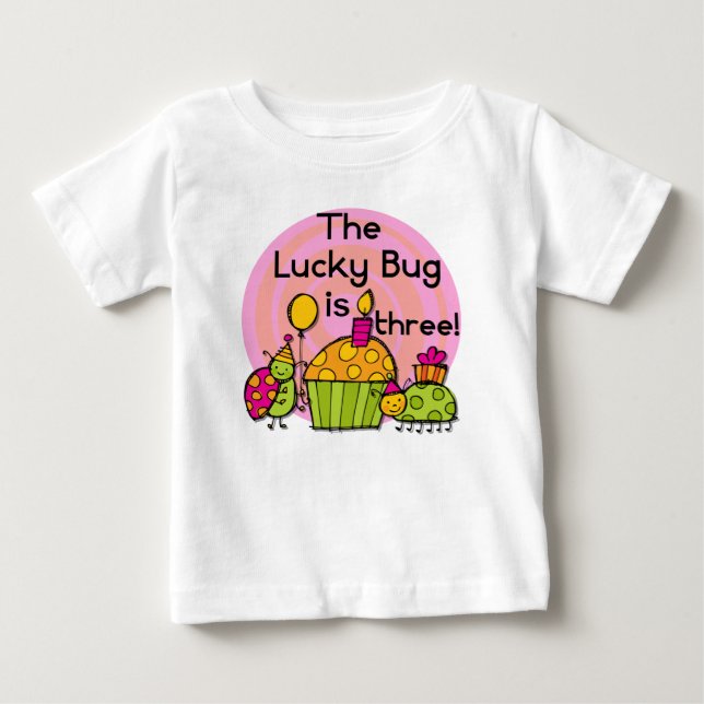 Lucky Bug Cupcake 3rd Birthday Tshirts and Gifts (Front)
