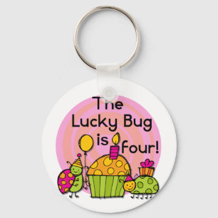 Lucky Bug Cupcake 4th Birthday T-shirts and Gifts Key Ring