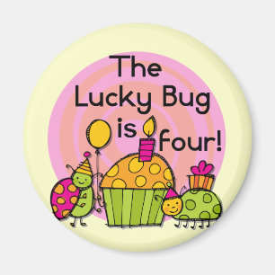 Lucky Bug Cupcake 4th Birthday T-shirts and Gifts Magnet
